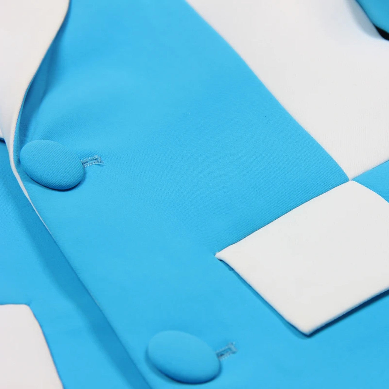 Long Sleeve Colorblock Suit Blue White