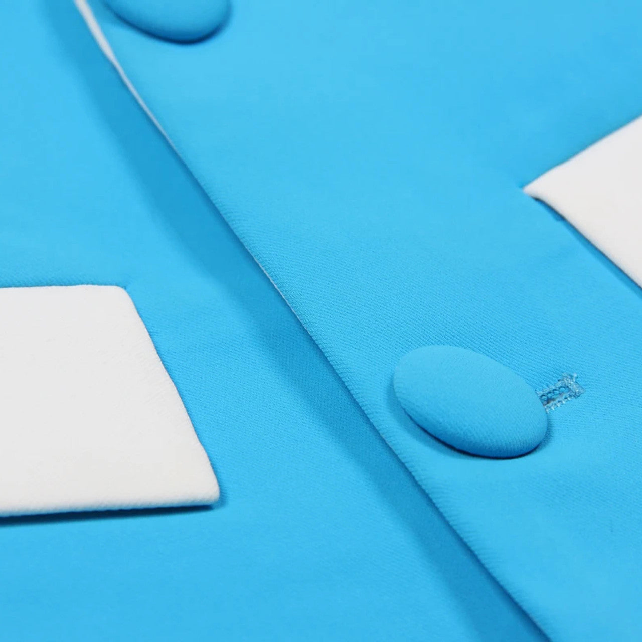 Long Sleeve Colorblock Suit Blue White
