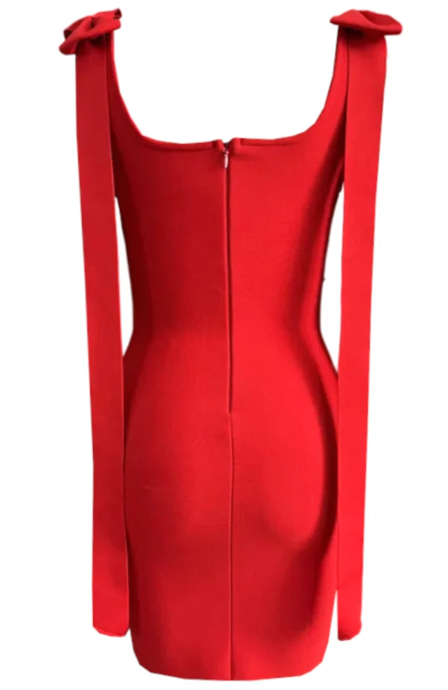 Crystal Bow Detail Dress Red HV2513