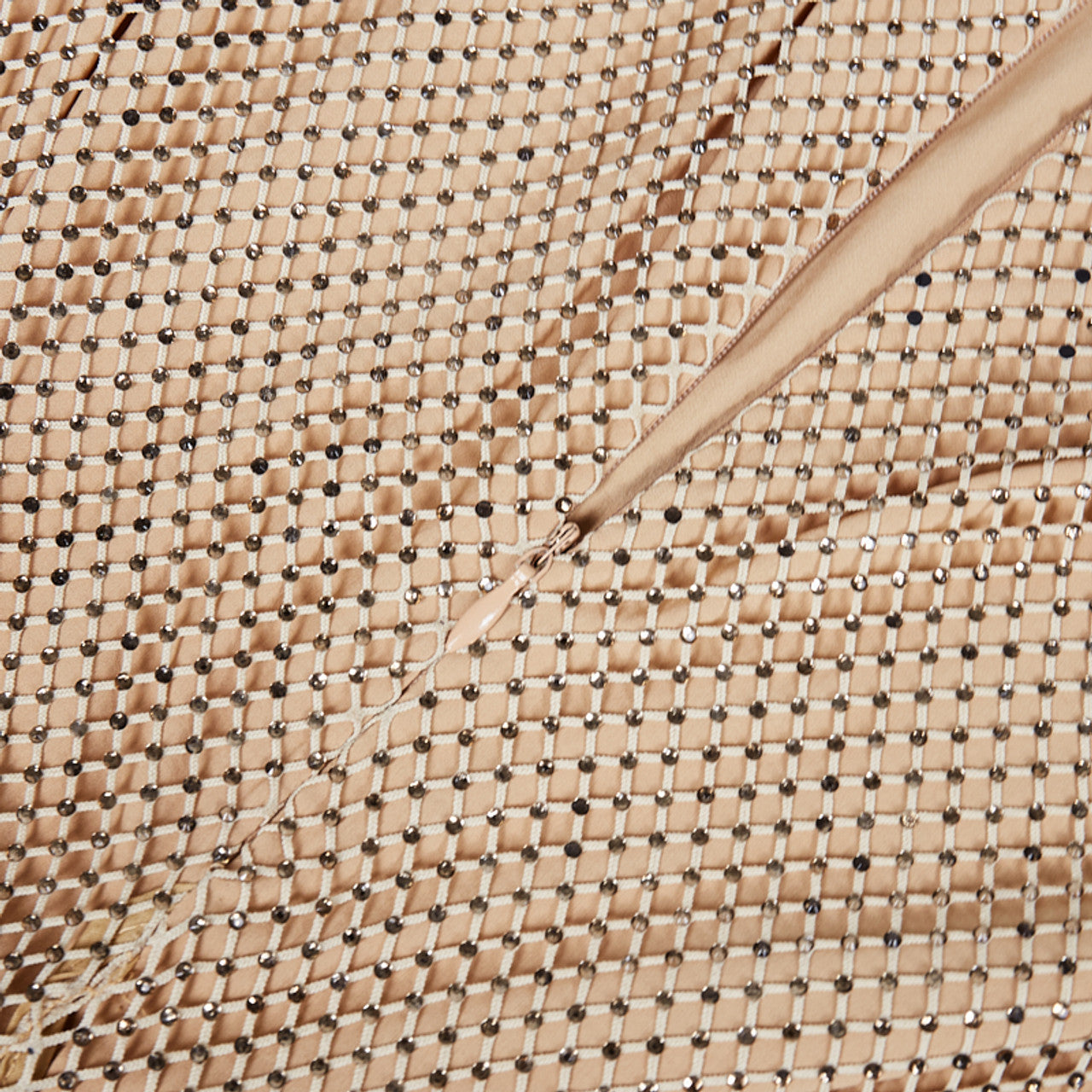 Draped Bardot Crystal Maxi Dress Nude