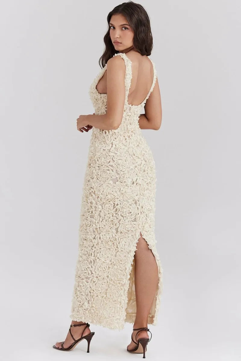 Floral Midi Dress Ivory