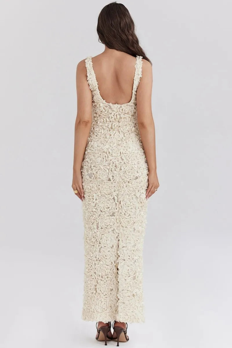 Floral Midi Dress Ivory