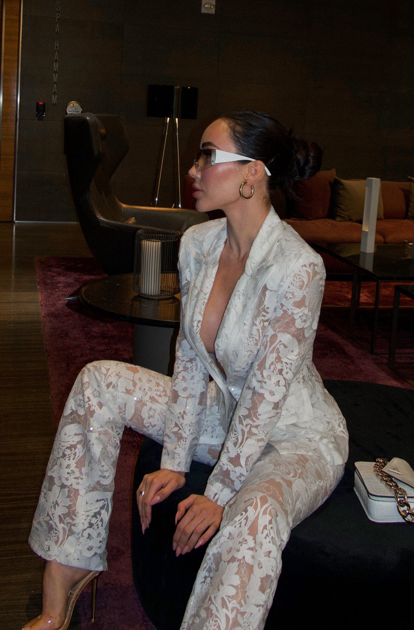 Long Sleeve Sequin Lace Suit HV9305