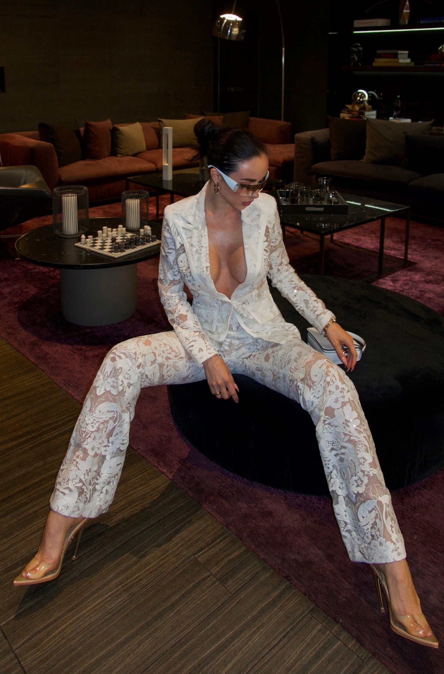 Long Sleeve Sequin Lace Suit HV9305