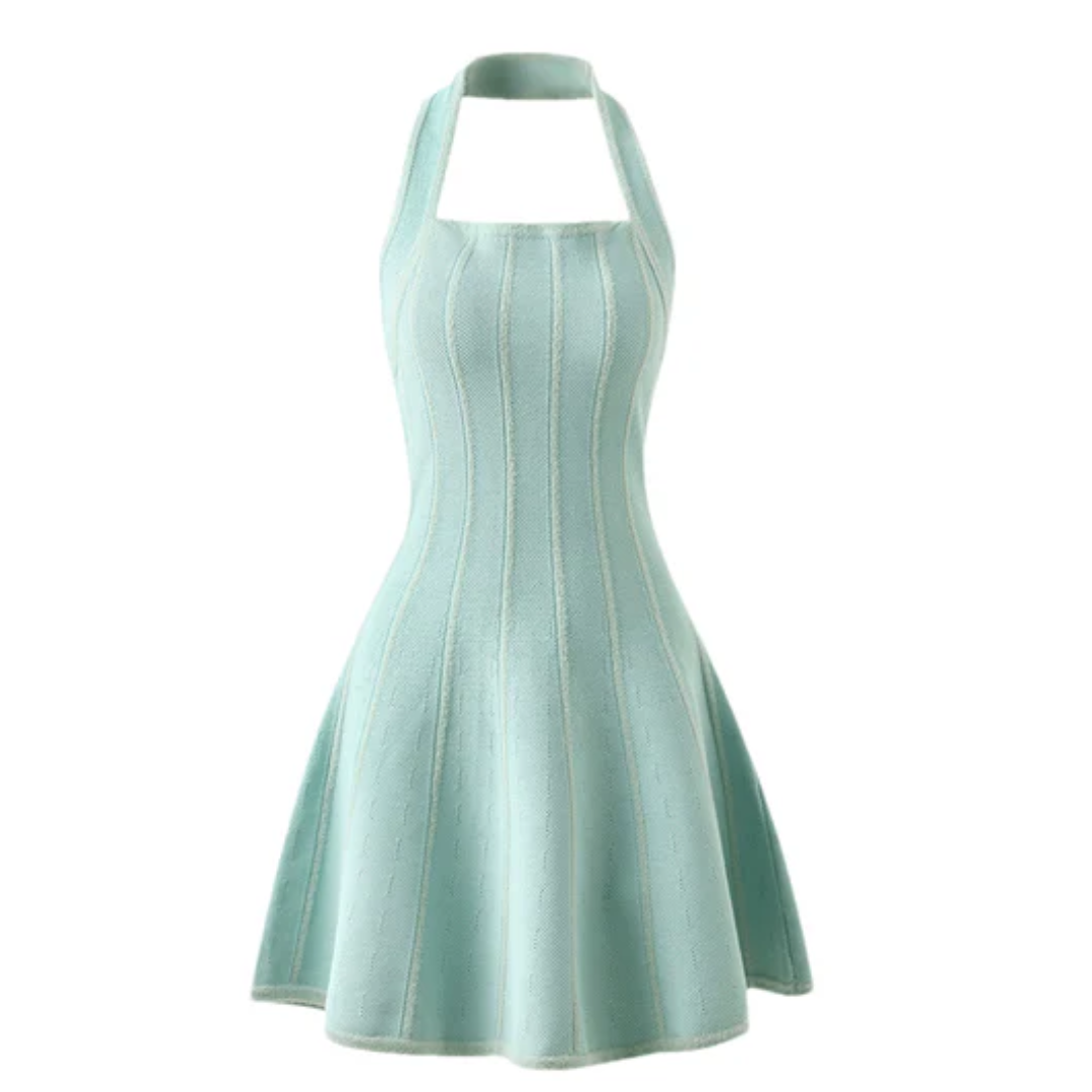 Halter A Line Dress Turquoise