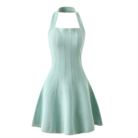 Halter A Line Dress Turquoise