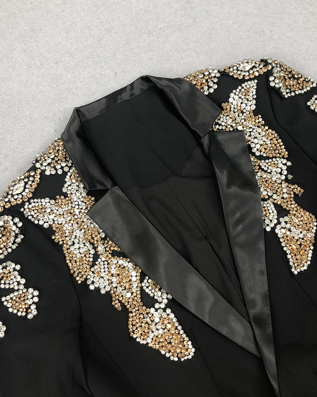 Crystal Floral Long Sleeve Suit Black HV1484