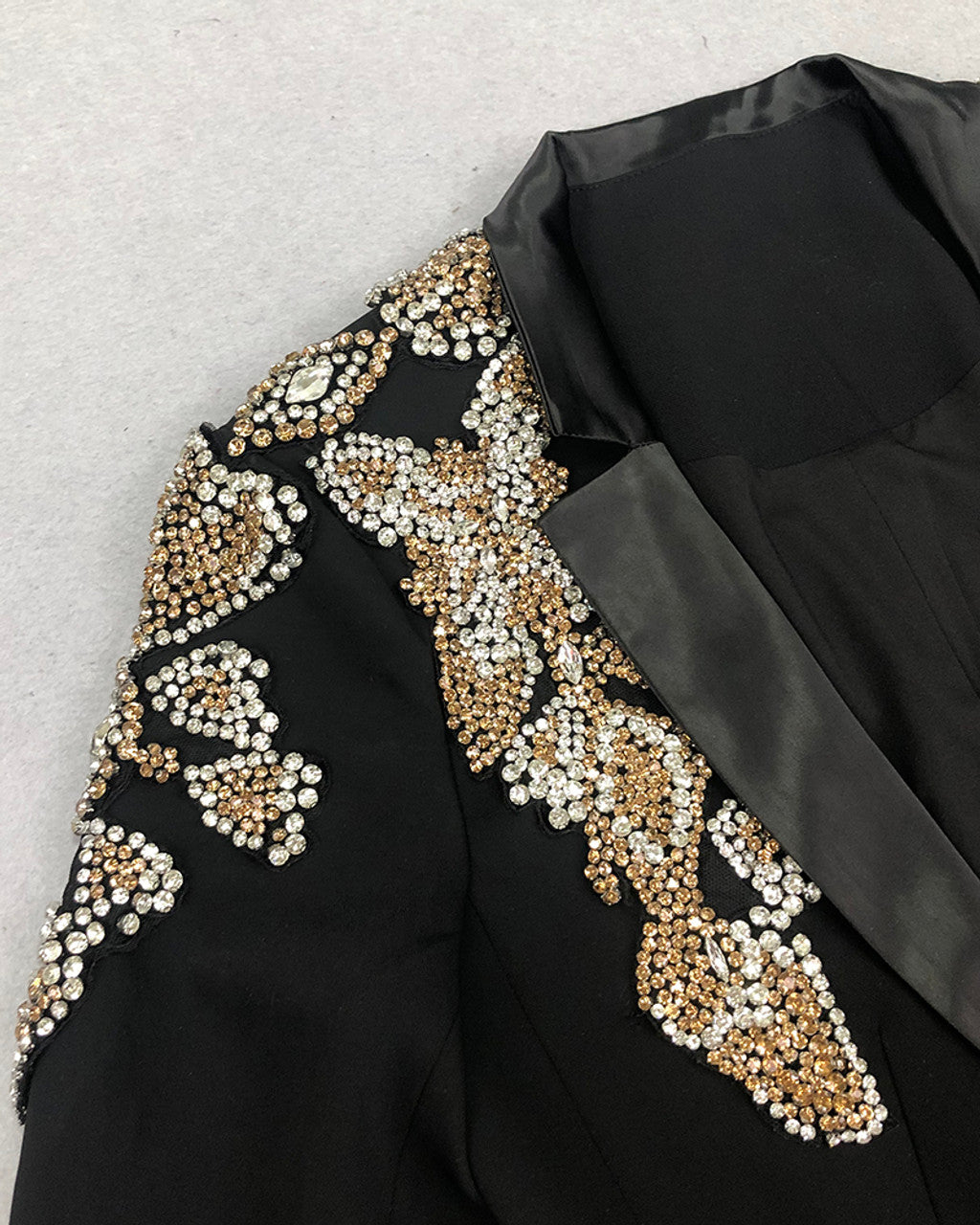 Crystal Floral Long Sleeve Suit Black HV1484