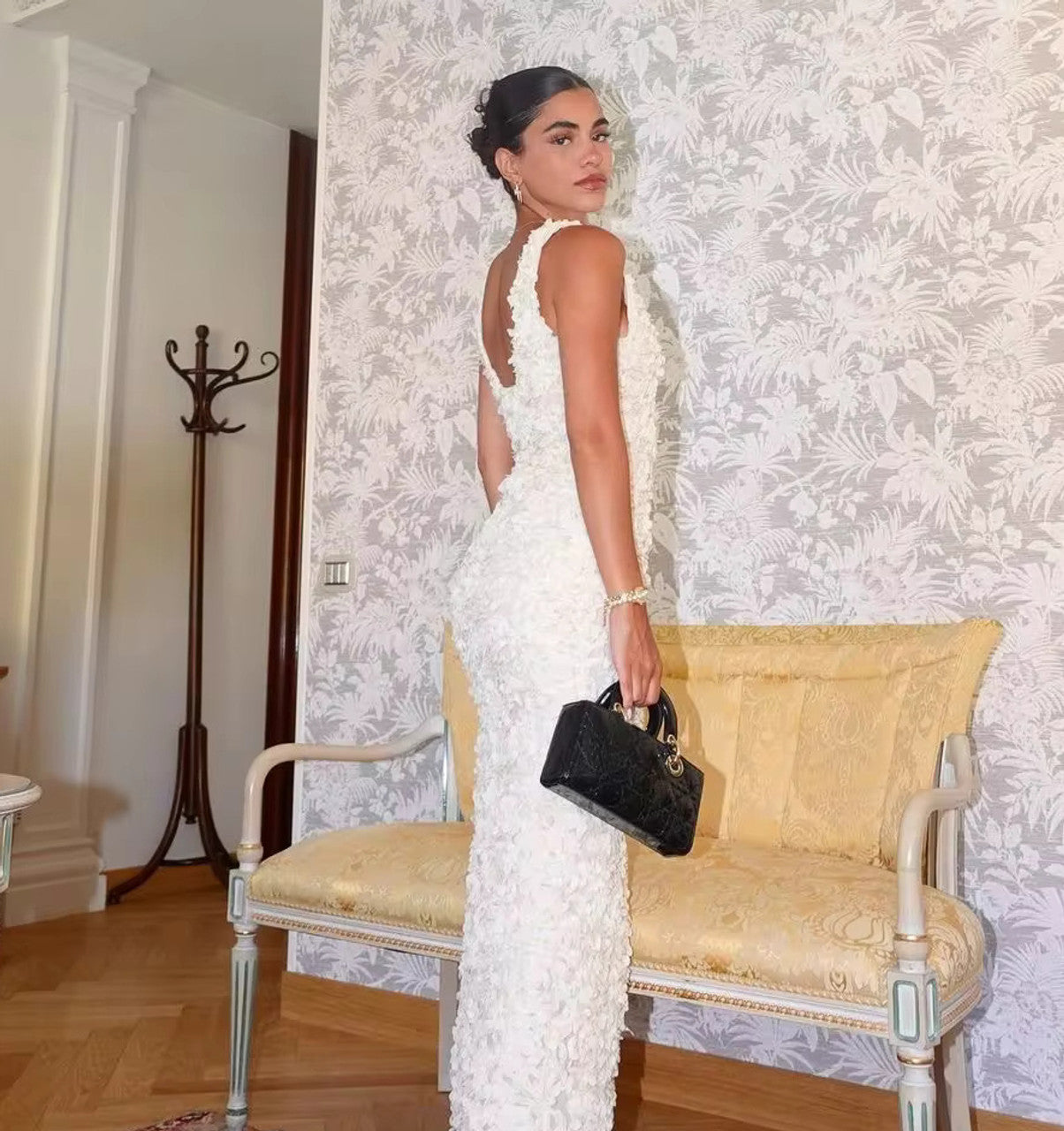 Floral Midi Dress Ivory