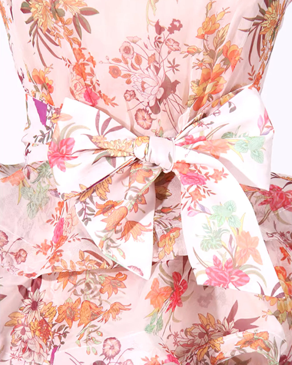 Floral Ruffle Bow Dress Pink