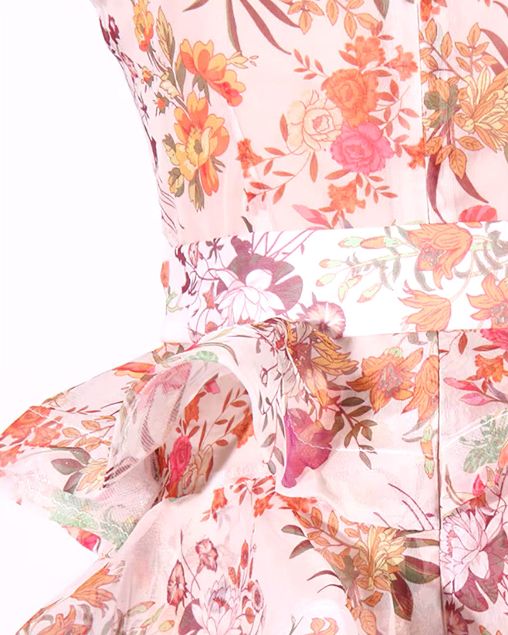 Floral Ruffle Bow Dress Pink