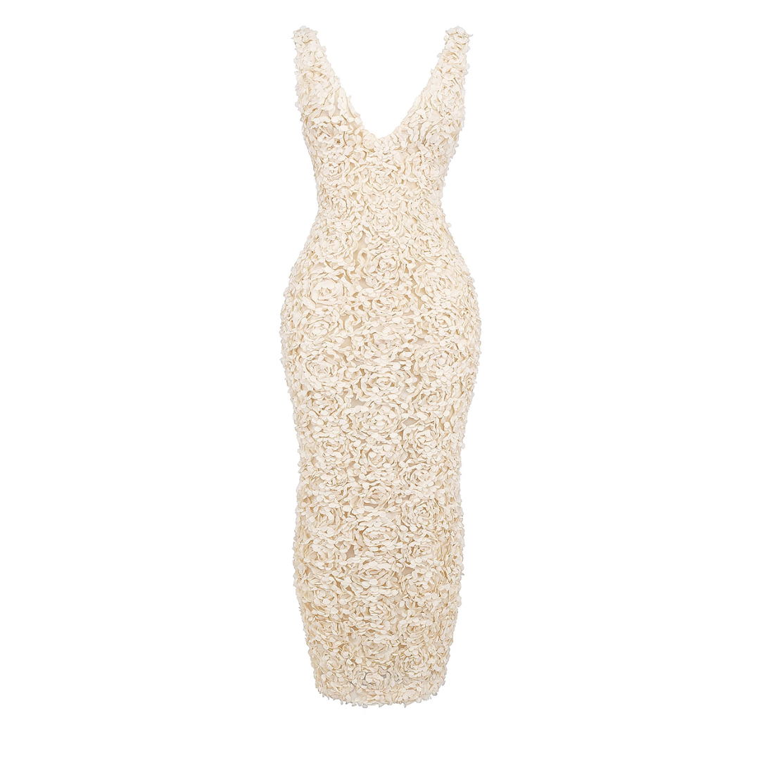 Floral Midi Dress Ivory