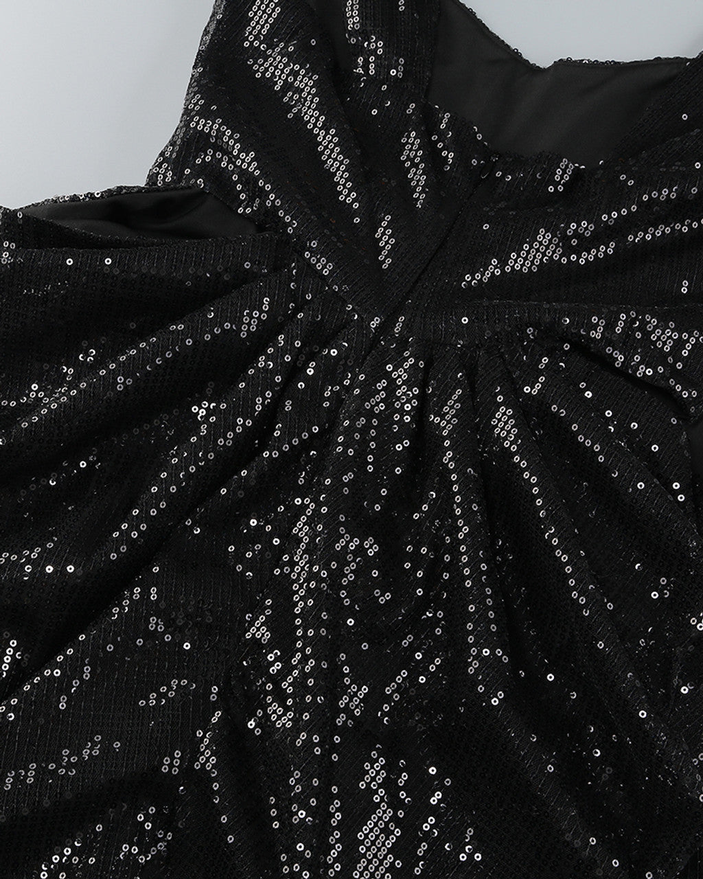 Floral Sequin Draped Maxi Dress Black HV1707