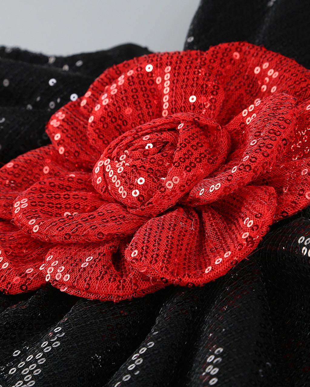 Floral Sequin Draped Maxi Dress Black HV1707