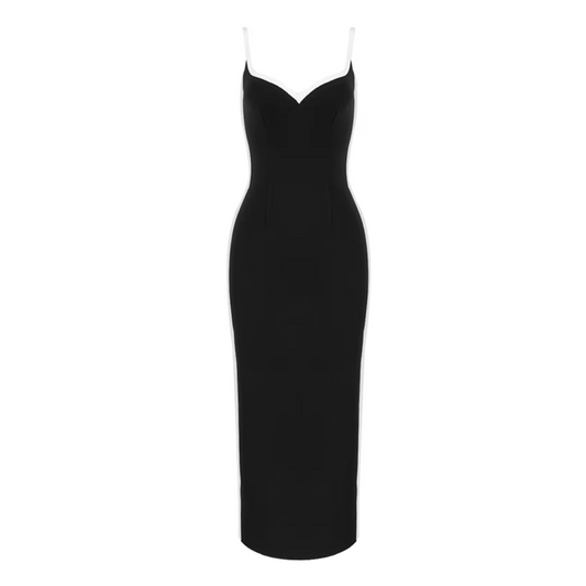 Brown Trim Midi Dress