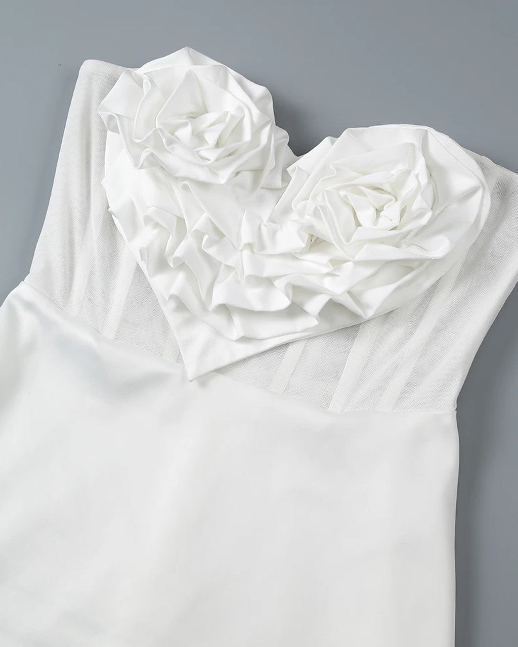 Floral Strapless A Line Dress White HV1175
