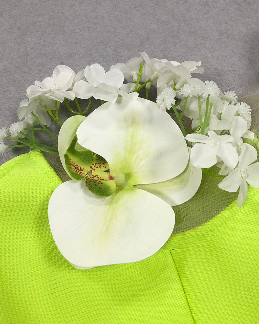 Strapless Floral Dress Neon Green HV1596