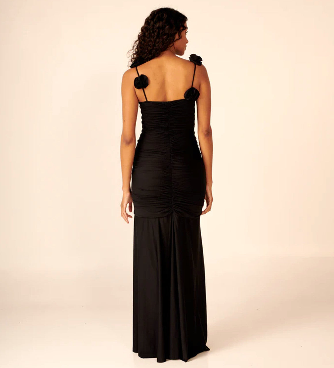 Floral Straps Ruched Maxi Dress