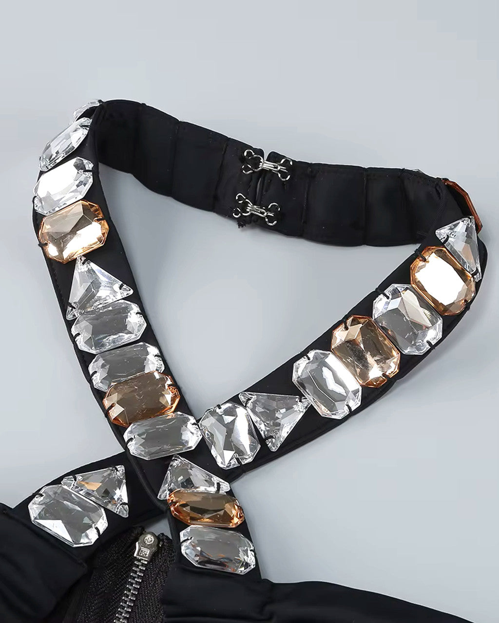 Halter Crystal Cut Out Maxi Dress Black