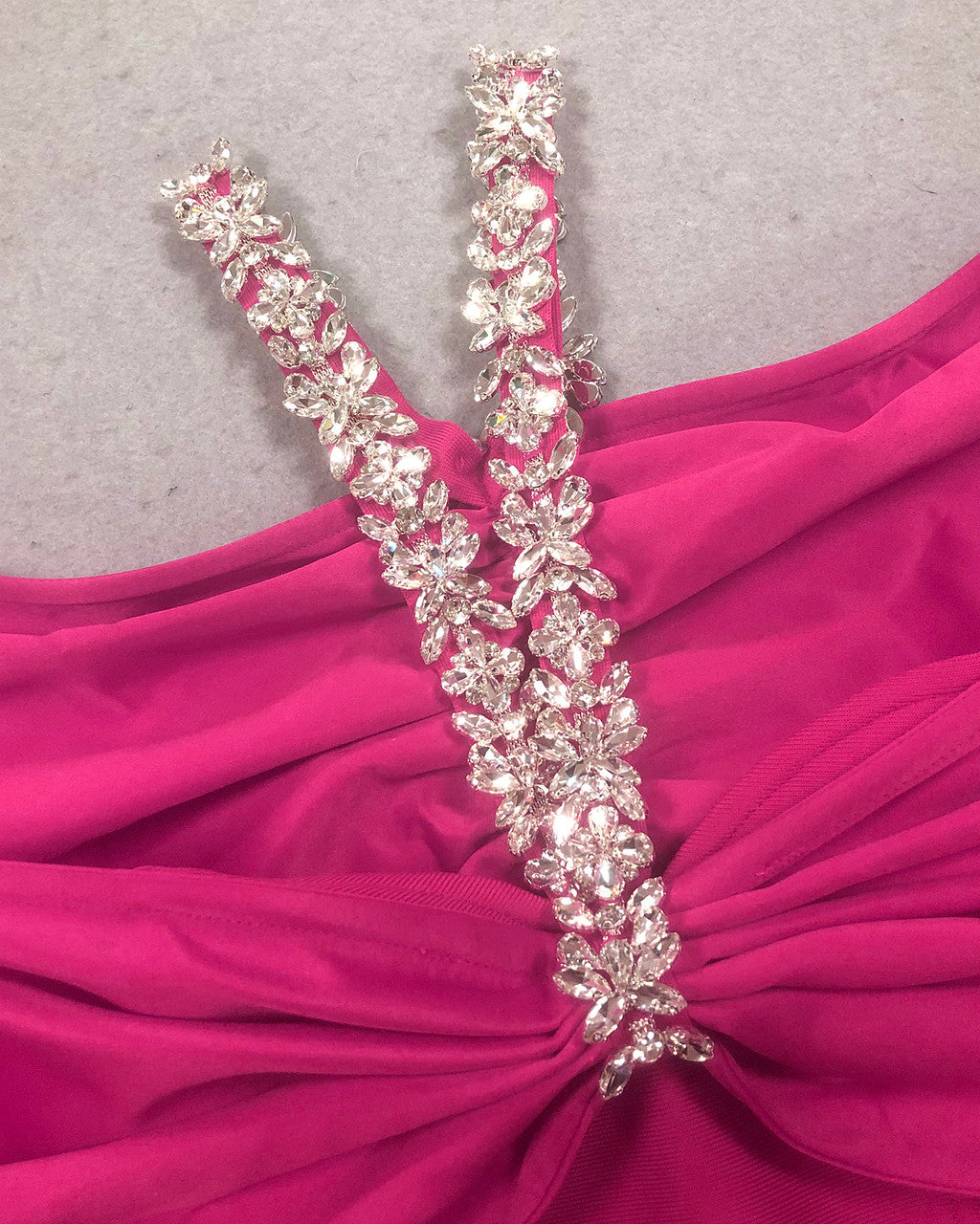 Halter Crystal Draped Bardot Maxi Dress