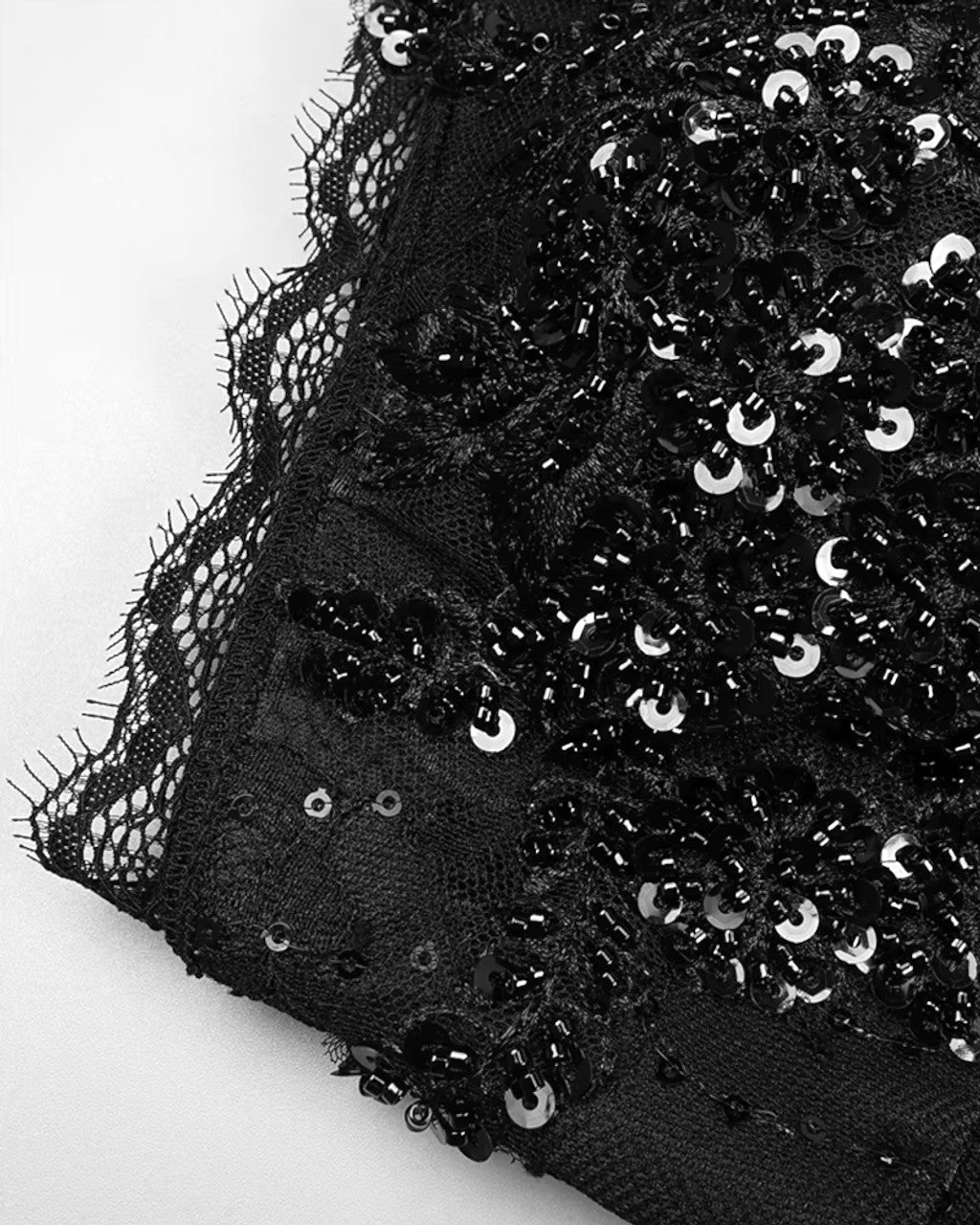 Halter Sequin Lace Corset Maxi Dress Black