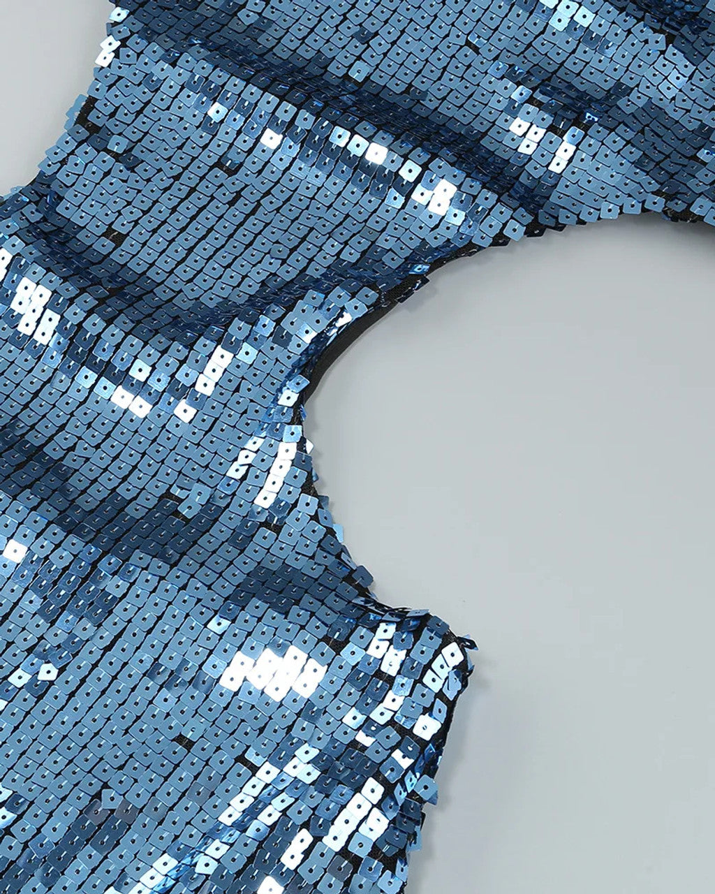 Halter Sequin Cut Out Maxi Dress Blue