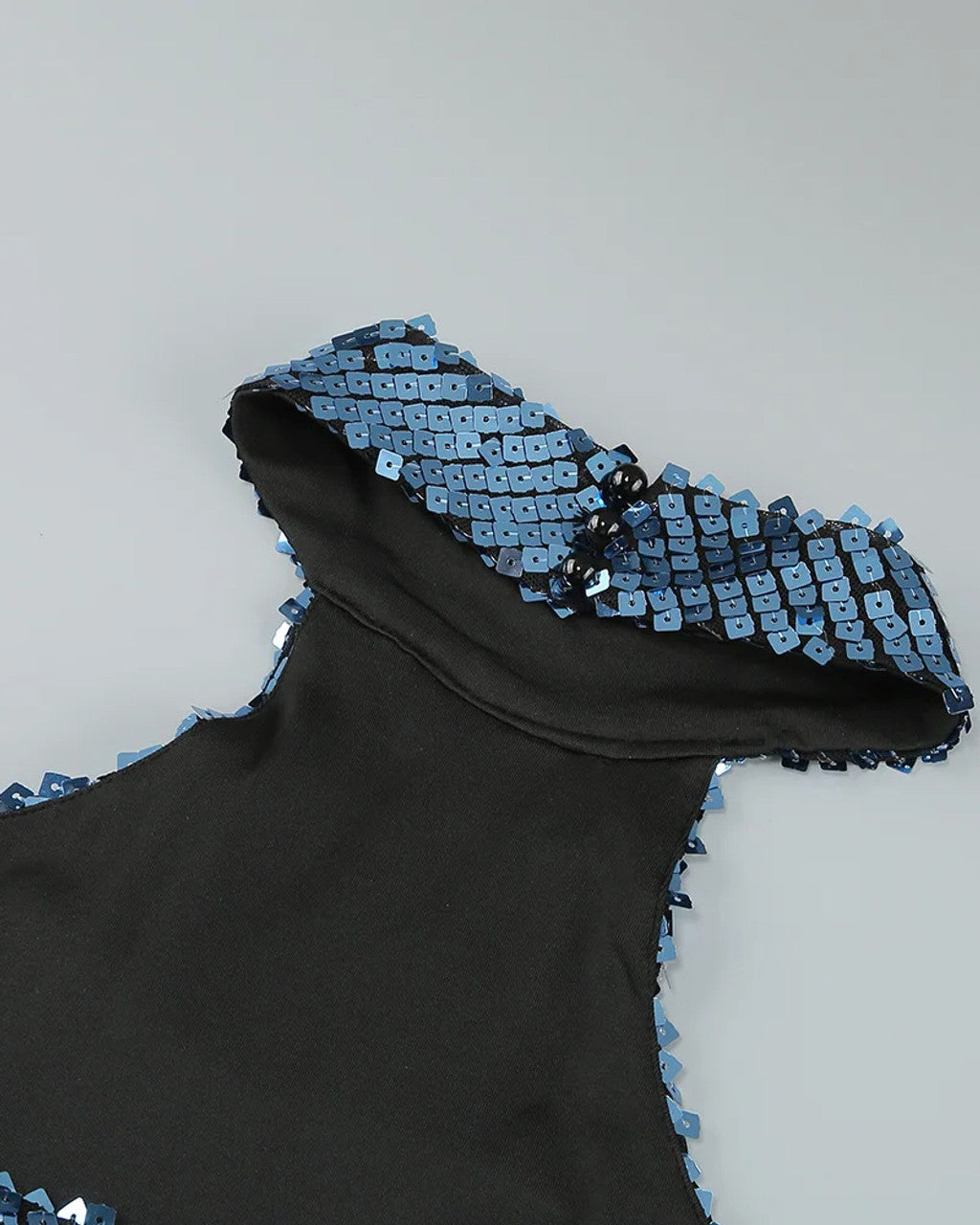 Halter Sequin Cut Out Maxi Dress Blue