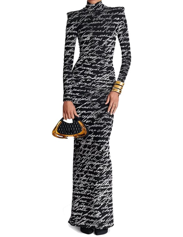 Long Sleeve Writing On The Wall Maxi Dress Black