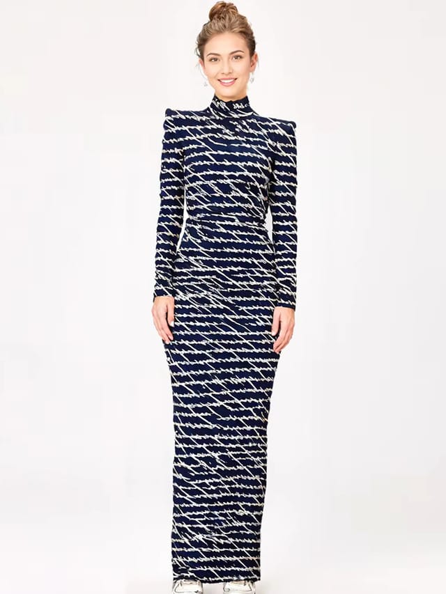 Long Sleeve Writing On The Wall Maxi Dress Black