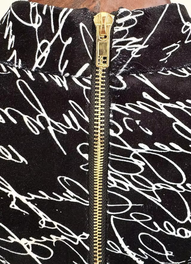 Long Sleeve Writing On The Wall Maxi Dress Black