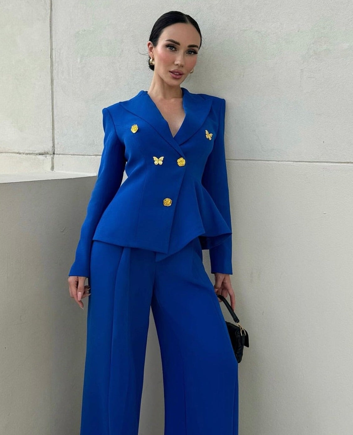 Long Sleeve Butterfly Detail Suit Blue