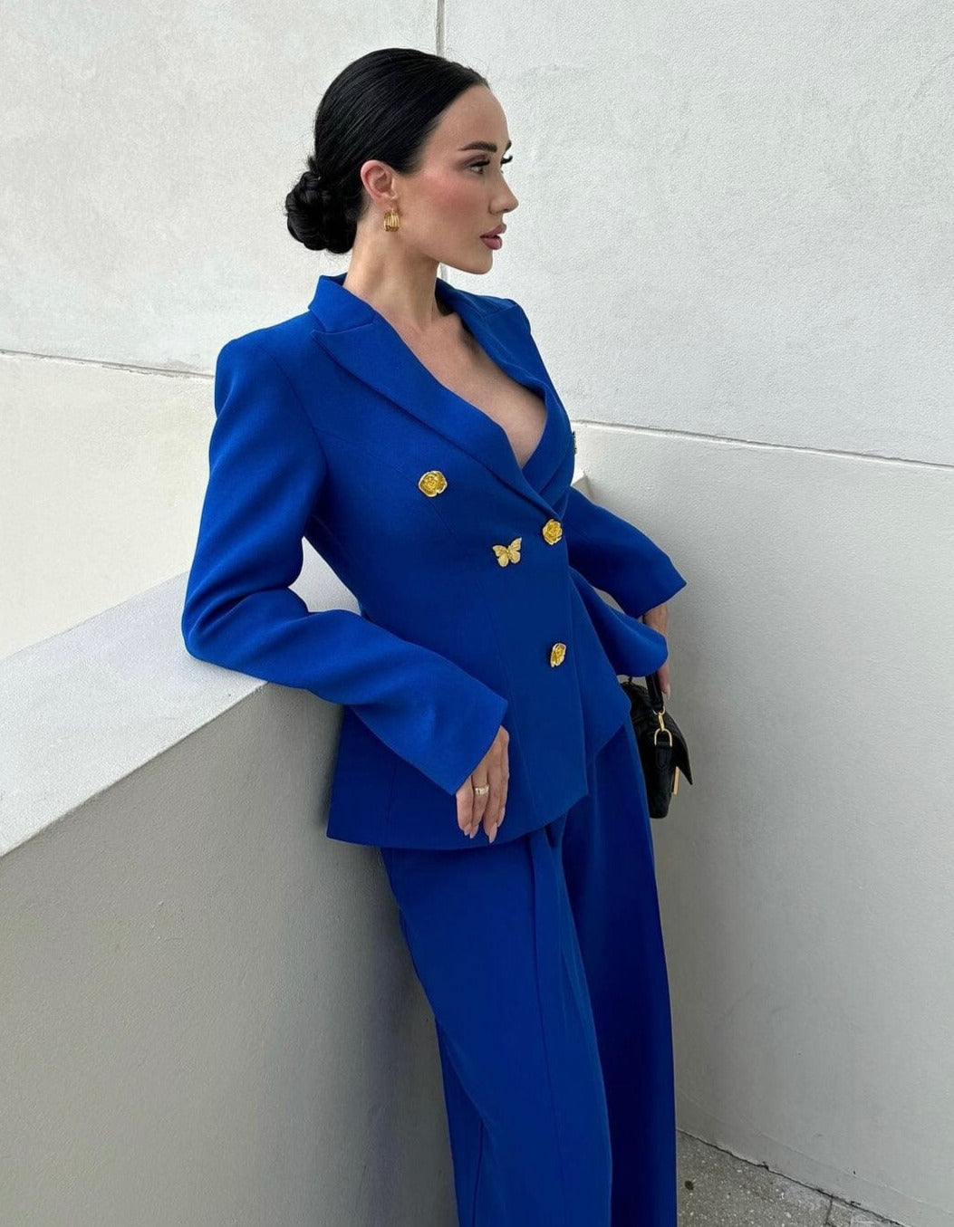Long Sleeve Butterfly Detail Suit Blue