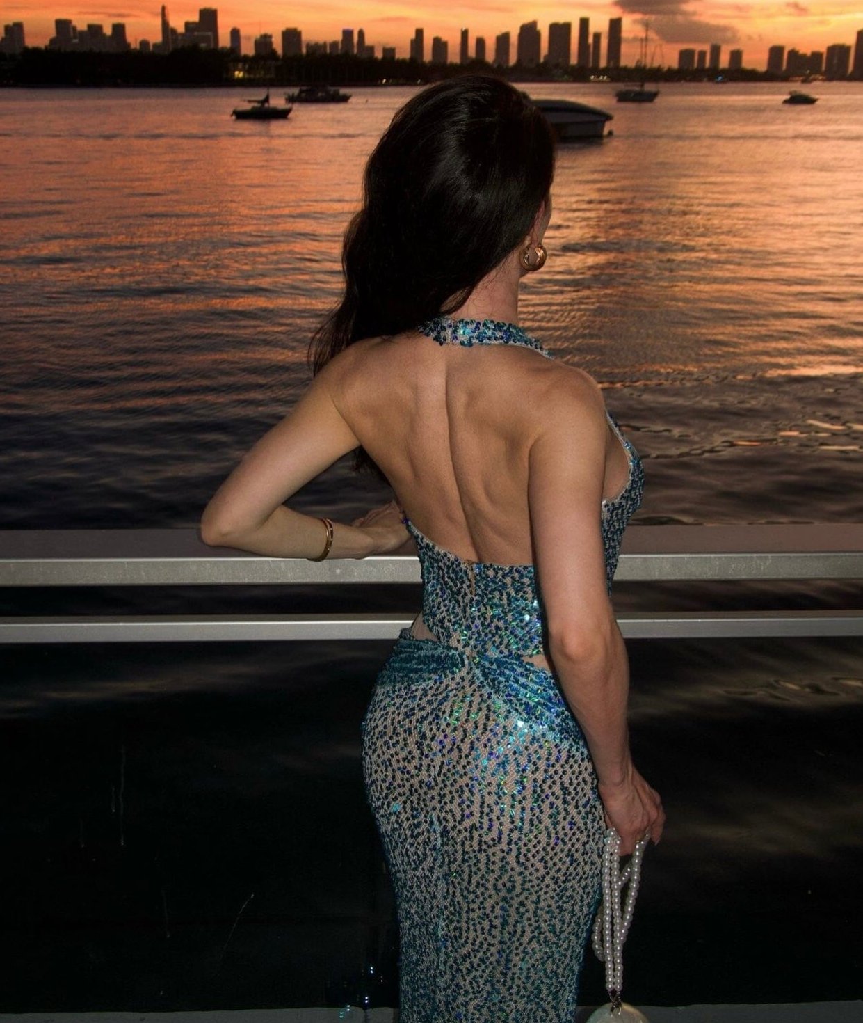 Halter Sequin Maxi Dress Turquoise HV1539