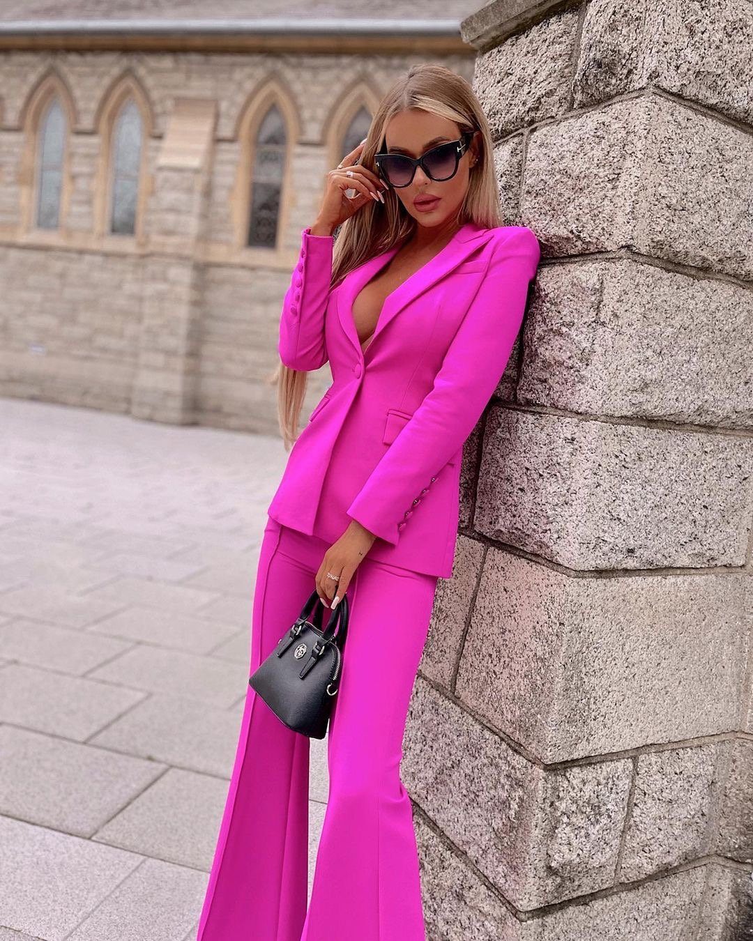 Long Sleeve Suit Hot Pink