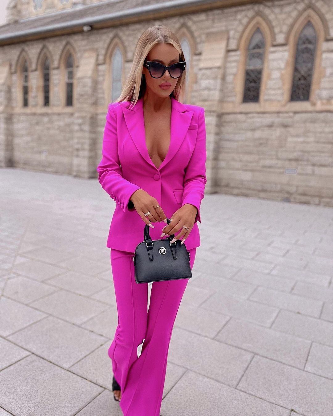 Long Sleeve Suit Hot Pink