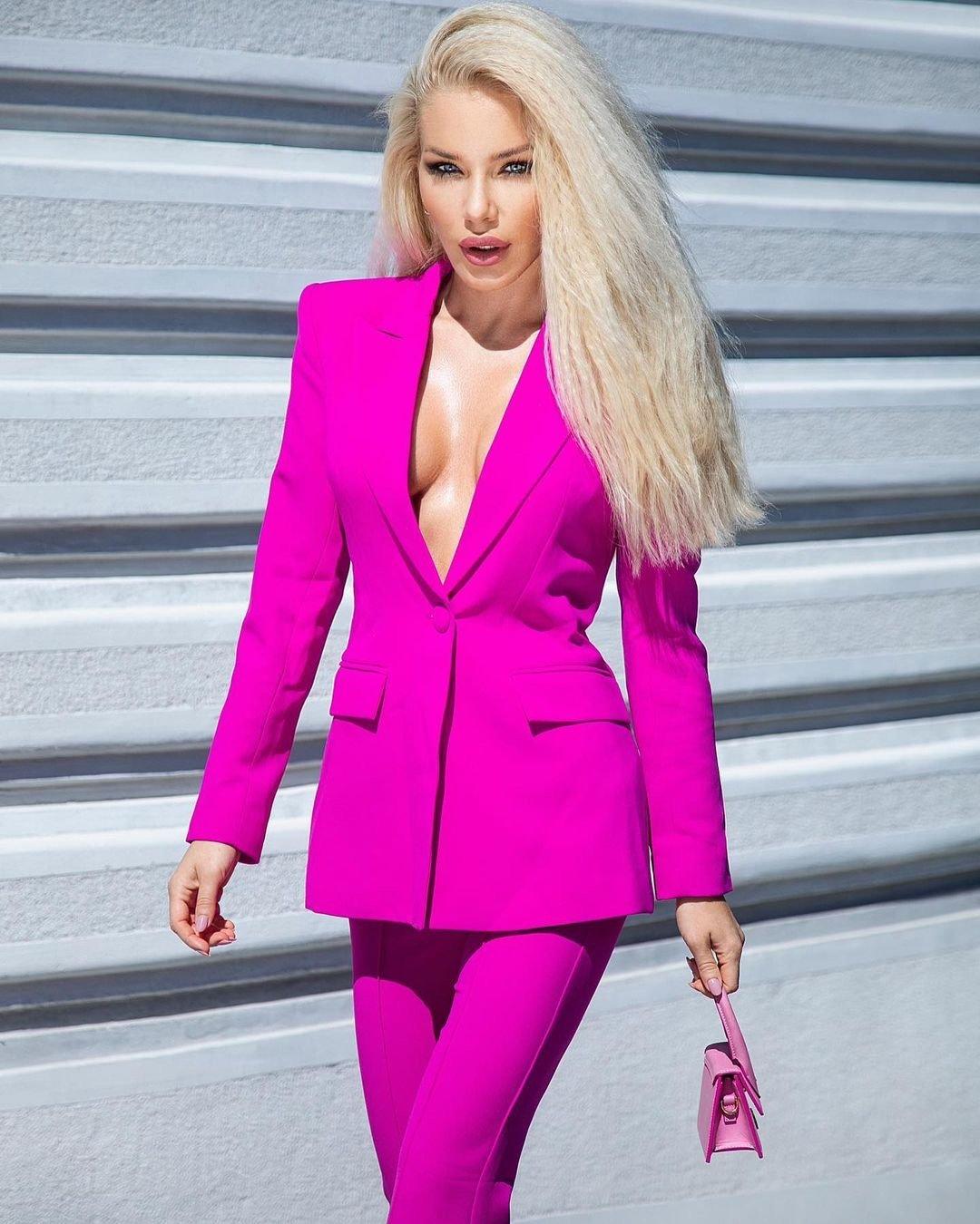 Long Sleeve Suit Hot Pink