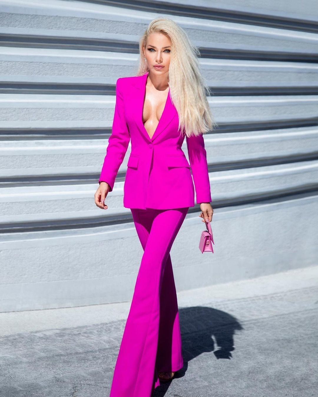 Long Sleeve Suit Hot Pink