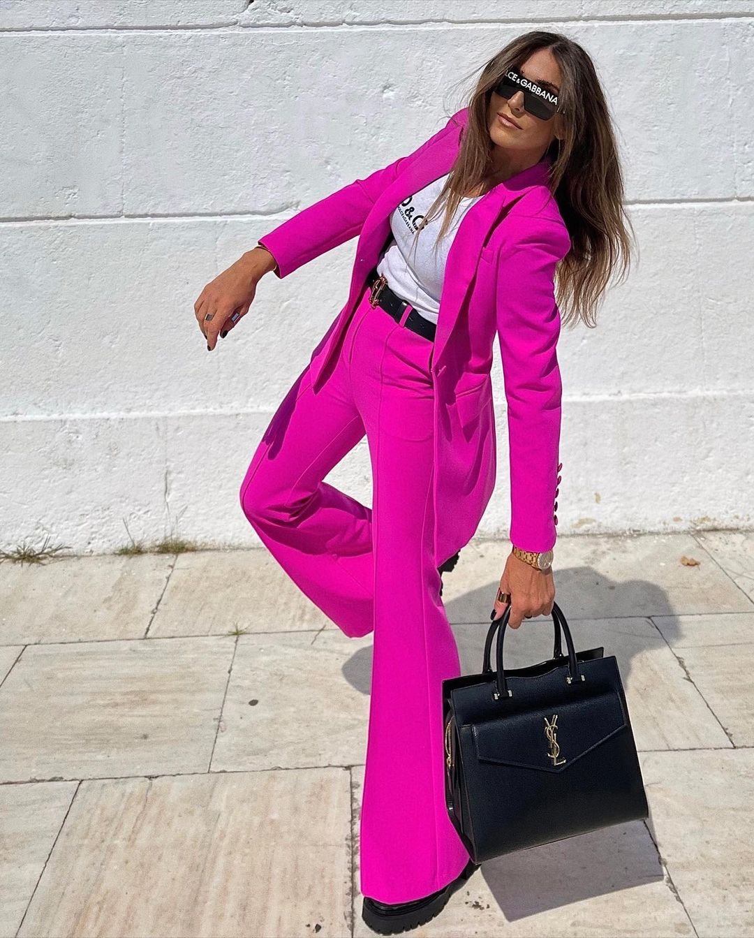 Long Sleeve Suit Hot Pink