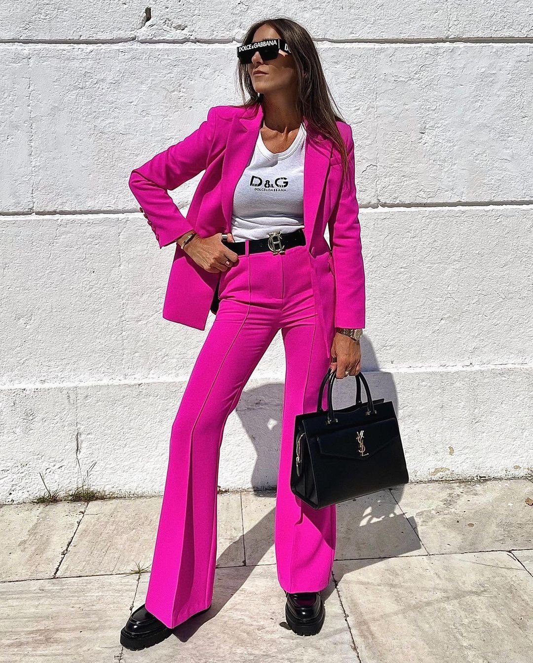 Long Sleeve Suit Hot Pink