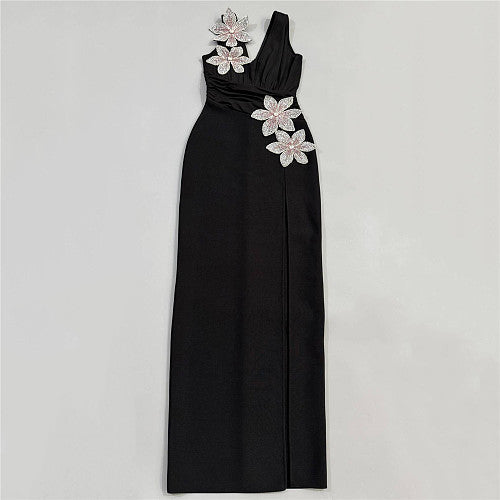 Floral Draped Maxi Dress Red HV2989