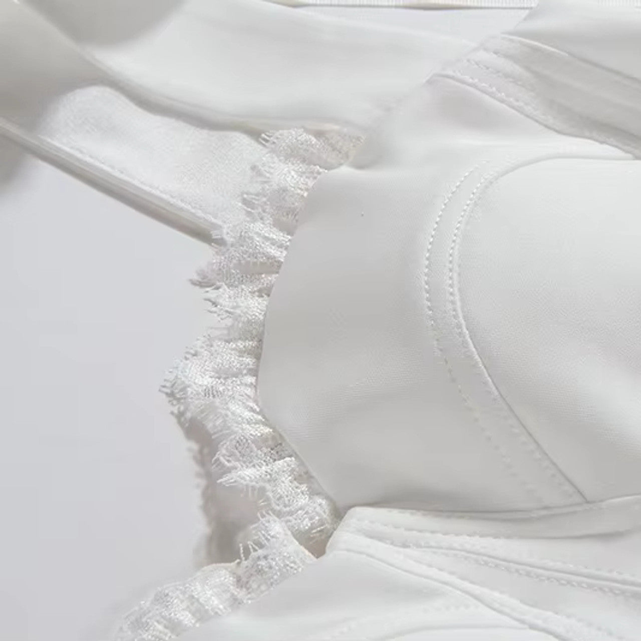 Lace Detail Bustier Midi Dress White