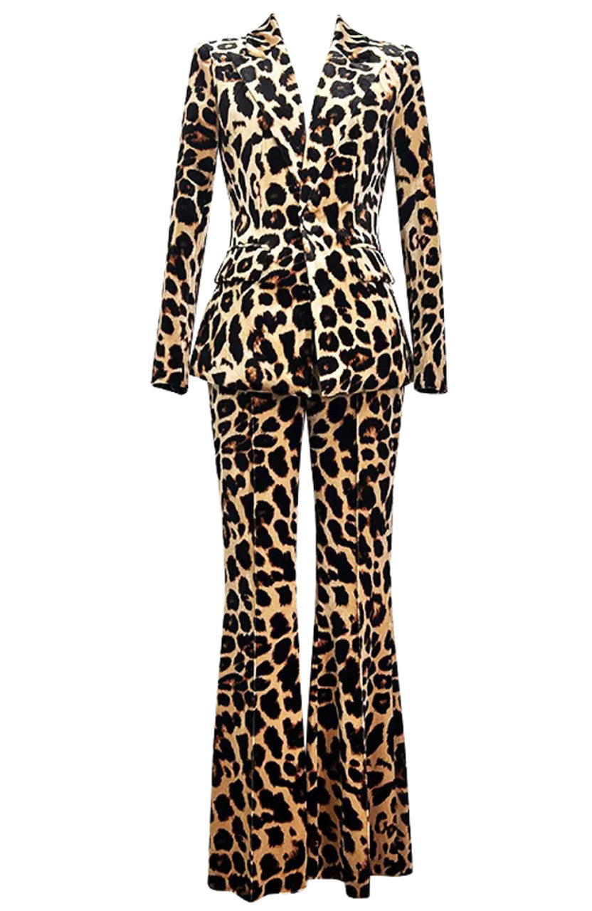 Long Sleeve Animal Print Suit