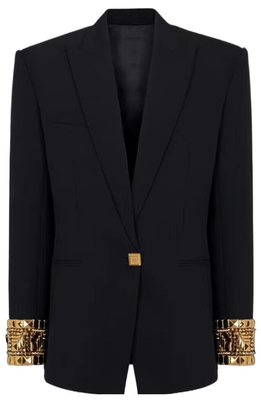 Long Sleeve Embellished Blazer Black
