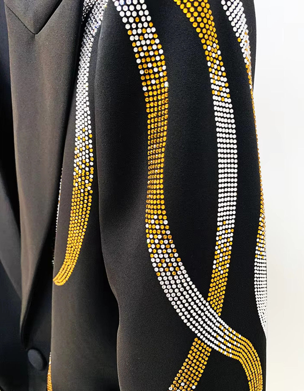 Long Sleeve Belt Crystal Suit