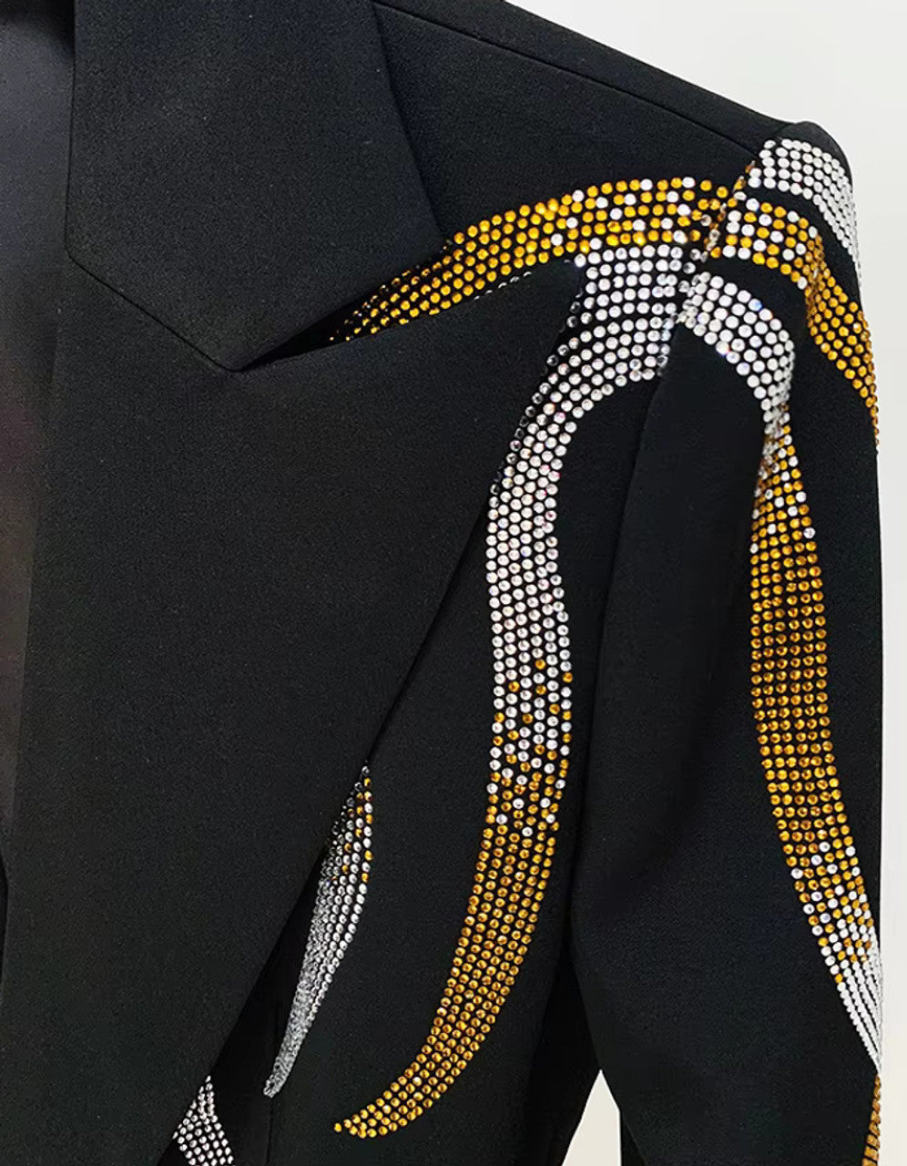 Long Sleeve Belt Crystal Suit