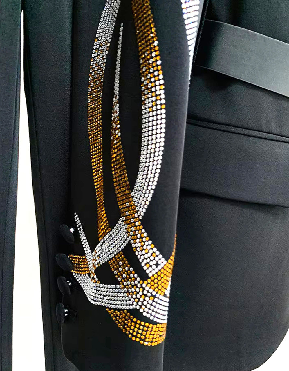 Long Sleeve Belt Crystal Suit