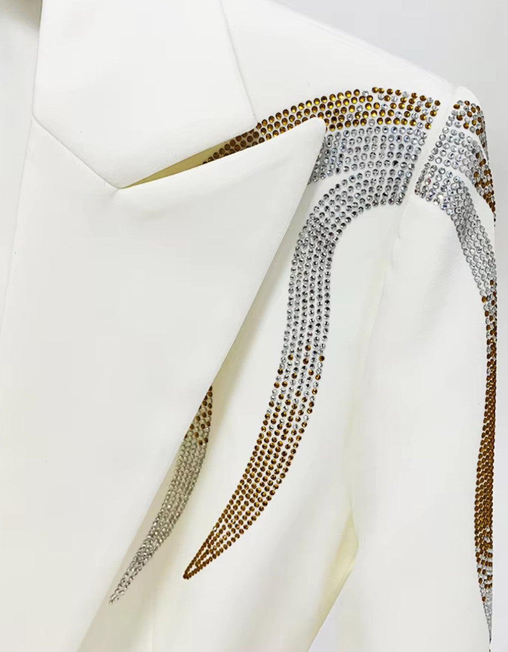Long Sleeve Belt Crystal Suit