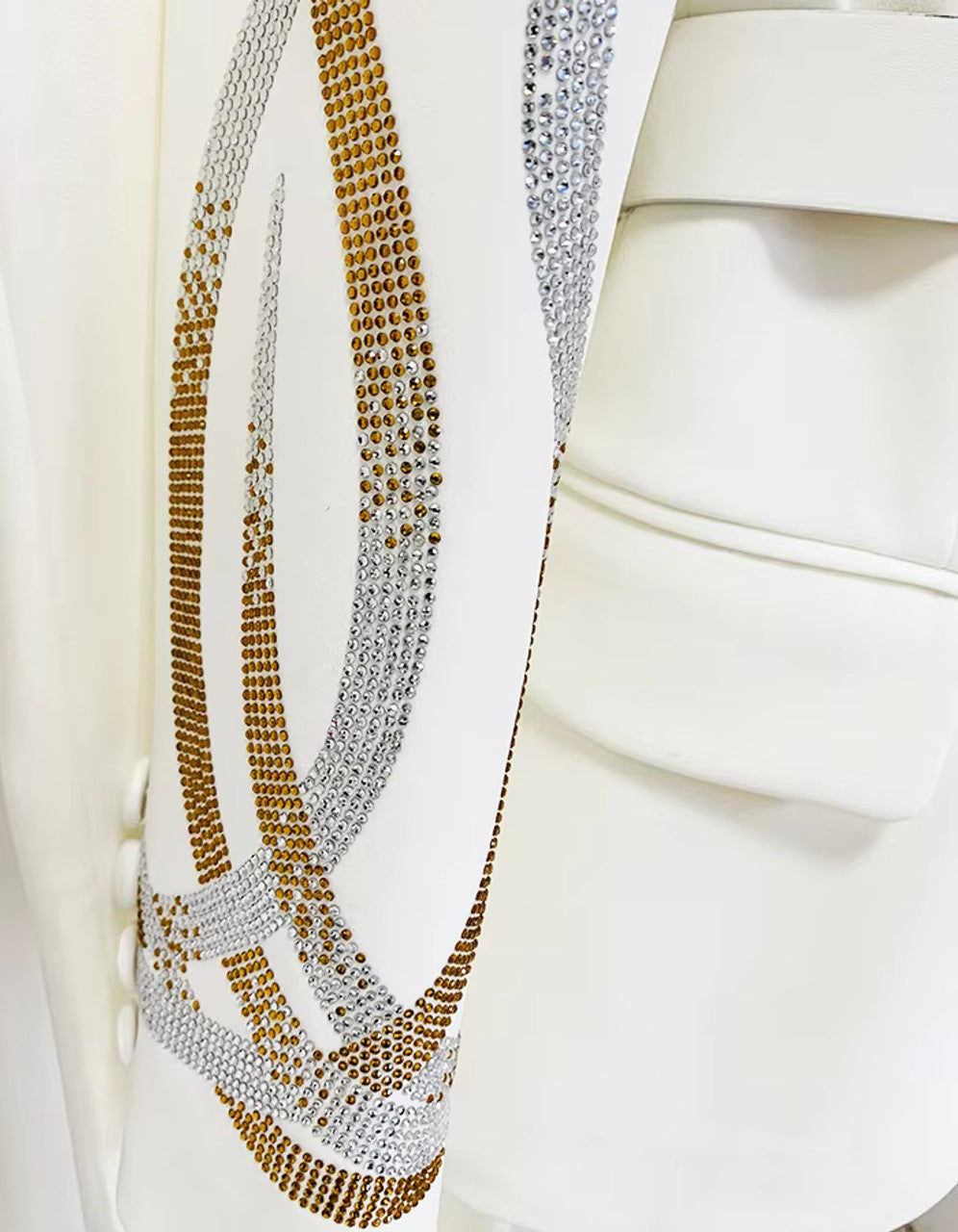 Long Sleeve Belt Crystal Suit