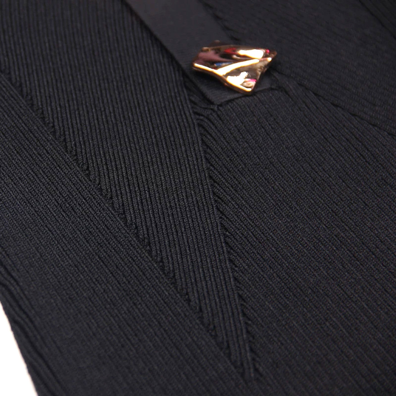Long Sleeve Button Midi Dress Black