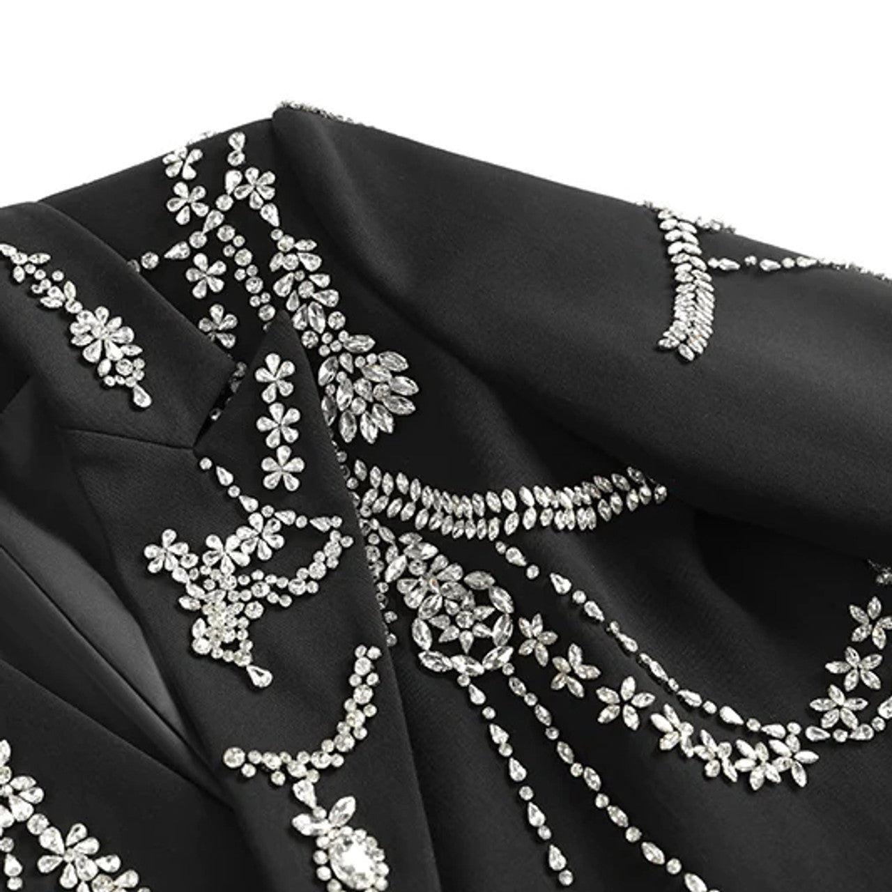 Long Sleeve Crystal Embellished Blazer